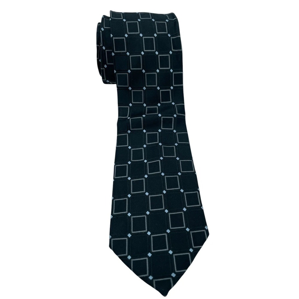 Donald J. Trump Men's 59"x 3 1/2" Black W/Grey Squares & 100% Silk Tie (TC2)NWTs